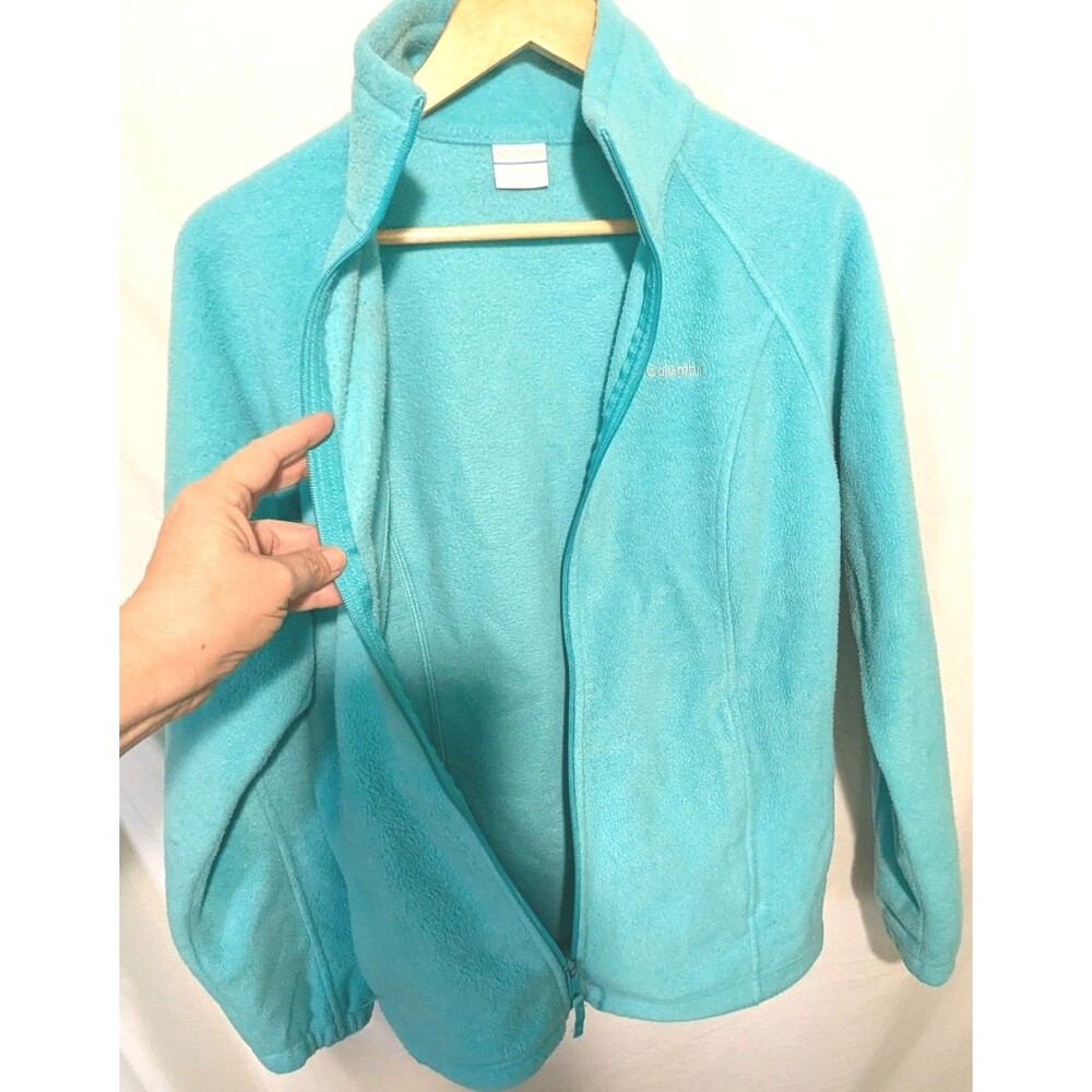 Columbia Fleece Jacket Women's Large Turquoise Full-Zip Long Sleeve Zip Pockets - Picture 3 of 7